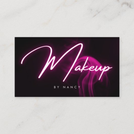 Roze neon make-up script typografie visitekaartje (Voorkant)