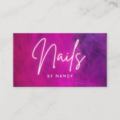 Roze Neon Nail Artist Nail Tech Visitekaartje (Voorkant)