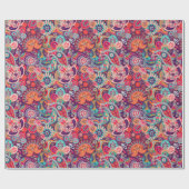 Roze neon Paisley-patroon Cadeaupapier (Vlak)