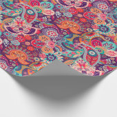 Roze neon Paisley-patroon Cadeaupapier (Hoek)