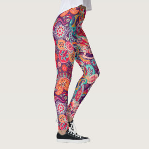 Roze neon Paisley-patroon Leggings