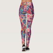 Roze neon Paisley-patroon Leggings (Achterkant)
