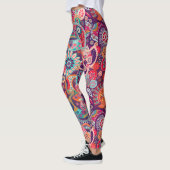 Roze neon Paisley-patroon Leggings (Links)