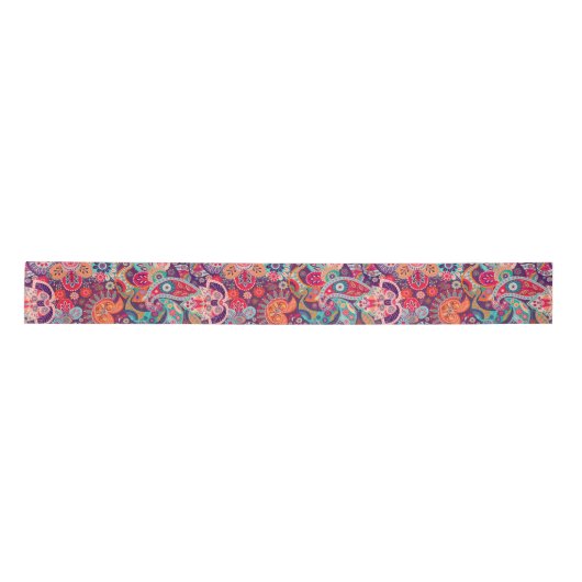 Roze neon Paisley-patroon Satijnen Lint (Voorkant)