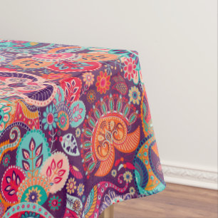 Roze neon Paisley-patroon Tafelkleed