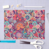Roze neon Paisley-patroon Tissuepapier (Craft)