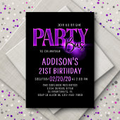 Roze Neon Party Bus Verjaardag uitnodiging