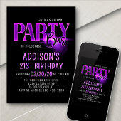 Roze Neon Party Bus Verjaardag uitnodiging