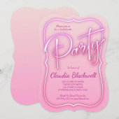 Roze Neon Party uitnodiging (Voorkant / Achterkant)