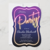 Roze Neon Party uitnodiging (Voorkant)
