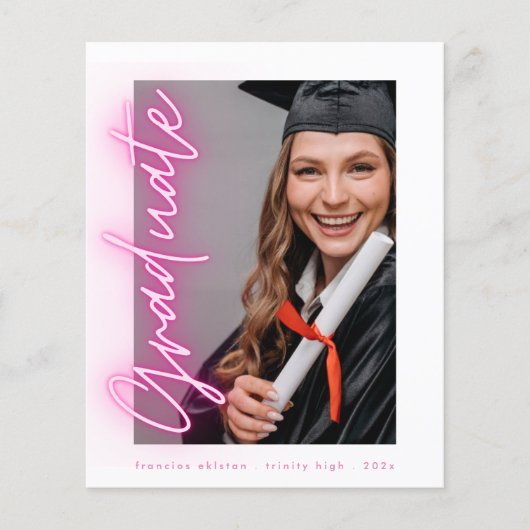 Roze Neon Photo High School Cheap Afstuderen (Voorkant)