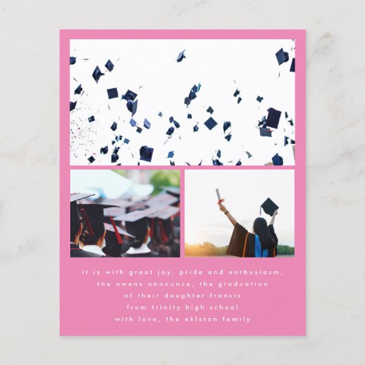 Roze Neon Photo High School Cheap Afstuderen Kaart (Achterkant)