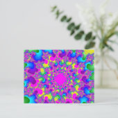 Roze neon regenboogoog briefkaart (Staand voorkant)