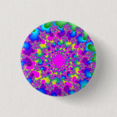 Roze neon regenboogoog ronde button 3,2 cm (Voorkant)
