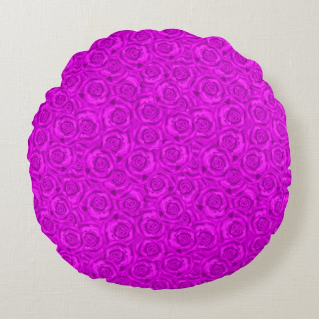 Roze neon rond kussen (Voorkant)