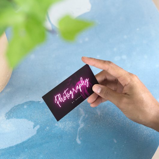 Roze Neon & Rook Fotografie Script Visitekaartje