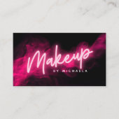 Roze Neon & Rook Make-up Artiest Visitekaartje (Voorkant)