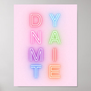 Roze Neon Sign Dynamite Minimale helderheid Poster