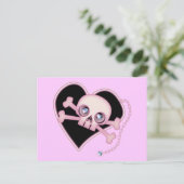 Roze Neon Skull Briefkaart (Staand voorkant)
