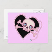 Roze Neon Skull Briefkaart (Voorkant / Achterkant)
