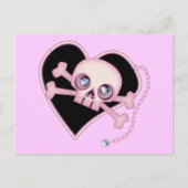 Roze Neon Skull Briefkaart (Voorkant)