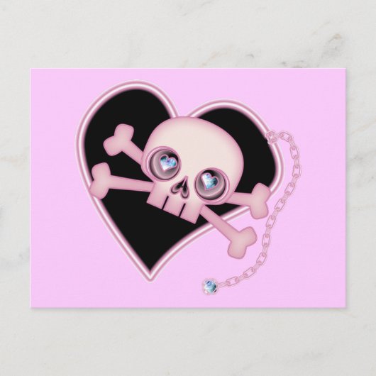 Roze Neon Skull Briefkaart (Voorkant)