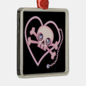 Roze Neon Skull Metalen Ornament (Rechts)