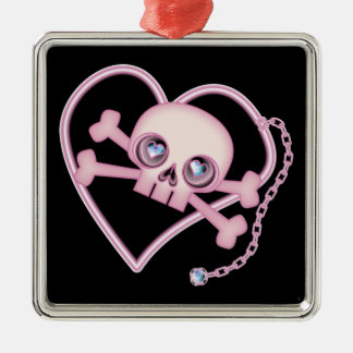 Roze Neon Skull Metalen Ornament