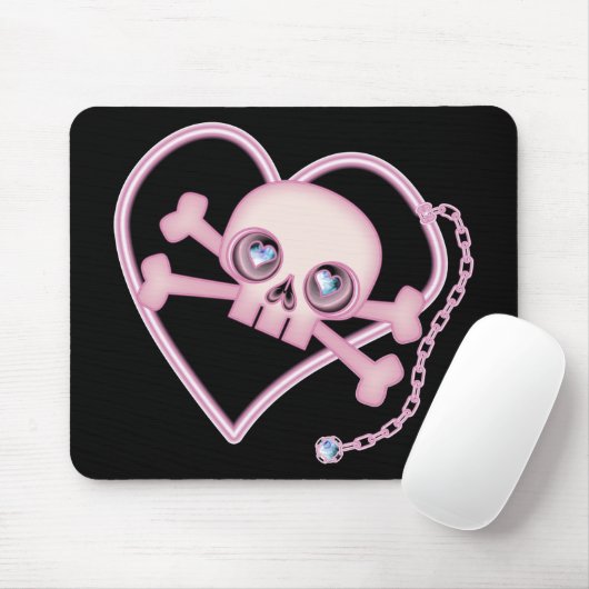 Roze Neon Skull Muismat (Met muis)