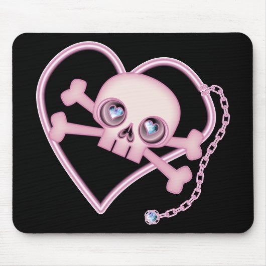 Roze Neon Skull Muismat (Voorkant)