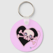Roze Neon Skull Sleutelhanger (Voorkant)
