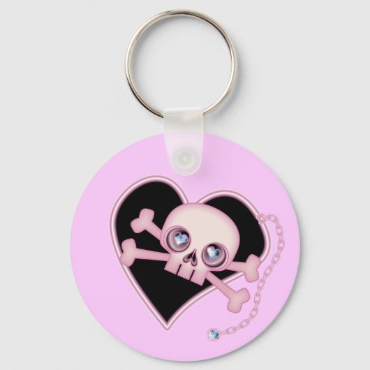 Roze Neon Skull Sleutelhanger (Voorkant)