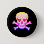 Roze Neon Skull zwarte knop Ronde Button 5,7 Cm (Voorkant)