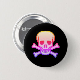Roze Neon Skull zwarte knop Ronde Button 5,7 Cm