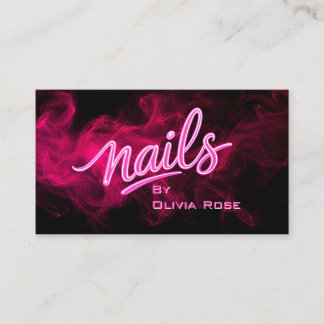 Roze Neon Smoke Nagelsalon Bedrijfskaart Visitekaartje