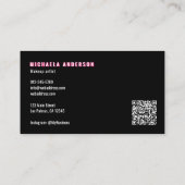 Roze Neon & Smoke Wimper Tech QR Code & Sociale Me Visitekaartje (Achterkant)