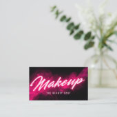 Roze Neon & Smoke Wimper Tech QR Code & Sociale Me Visitekaartje (Staand voorkant)
