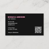 Roze Neon & Smoke Wimper Tech QR Code & Sociale Me Visitekaartje (Achterkant)