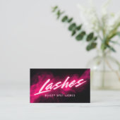 Roze Neon & Smoke Wimper Tech QR Code & Sociale Me Visitekaartje (Staand voorkant)