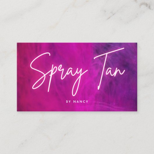 Roze Neon Spray Tan Visitekaartje (Voorkant)