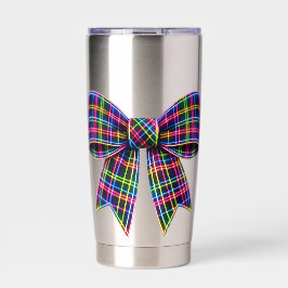 Roze Neon Strik Das Schotse Ribbon Cute Geïsoleerde Drinkbeker