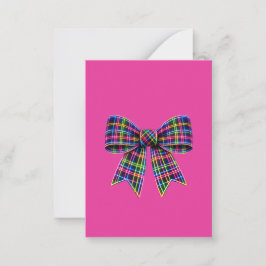 Roze Neon Strikdas Schotse Strik Cute Notitiekaartje