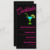 Roze neon teken cocktails menu (Voorkant / Achterkant)