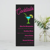 Roze neon teken cocktails menu (Staand voorkant)
