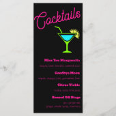 Roze neon teken cocktails menu (Voorkant)