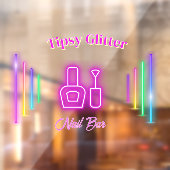 Roze Neon Trendy Glow-Geïnspireerde Nagelstudio Ba Raamsticker (Vel 2)