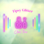 Roze Neon Trendy Glow-Geïnspireerde Nagelstudio Ba Raamsticker (Vel 3)