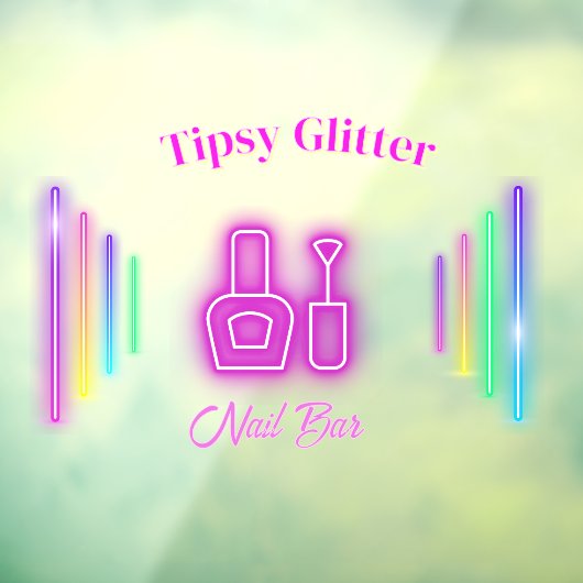 Roze Neon Trendy Glow-Geïnspireerde Nagelstudio Ba Raamsticker (Vel 3)