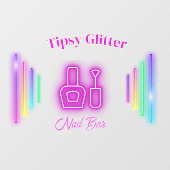 Roze Neon Trendy Glow-Geïnspireerde Nagelstudio Ba Raamsticker (Vel)