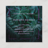 Roze Neon Tropical Lashes Business Vierkante Visitekaartje (Achterkant)